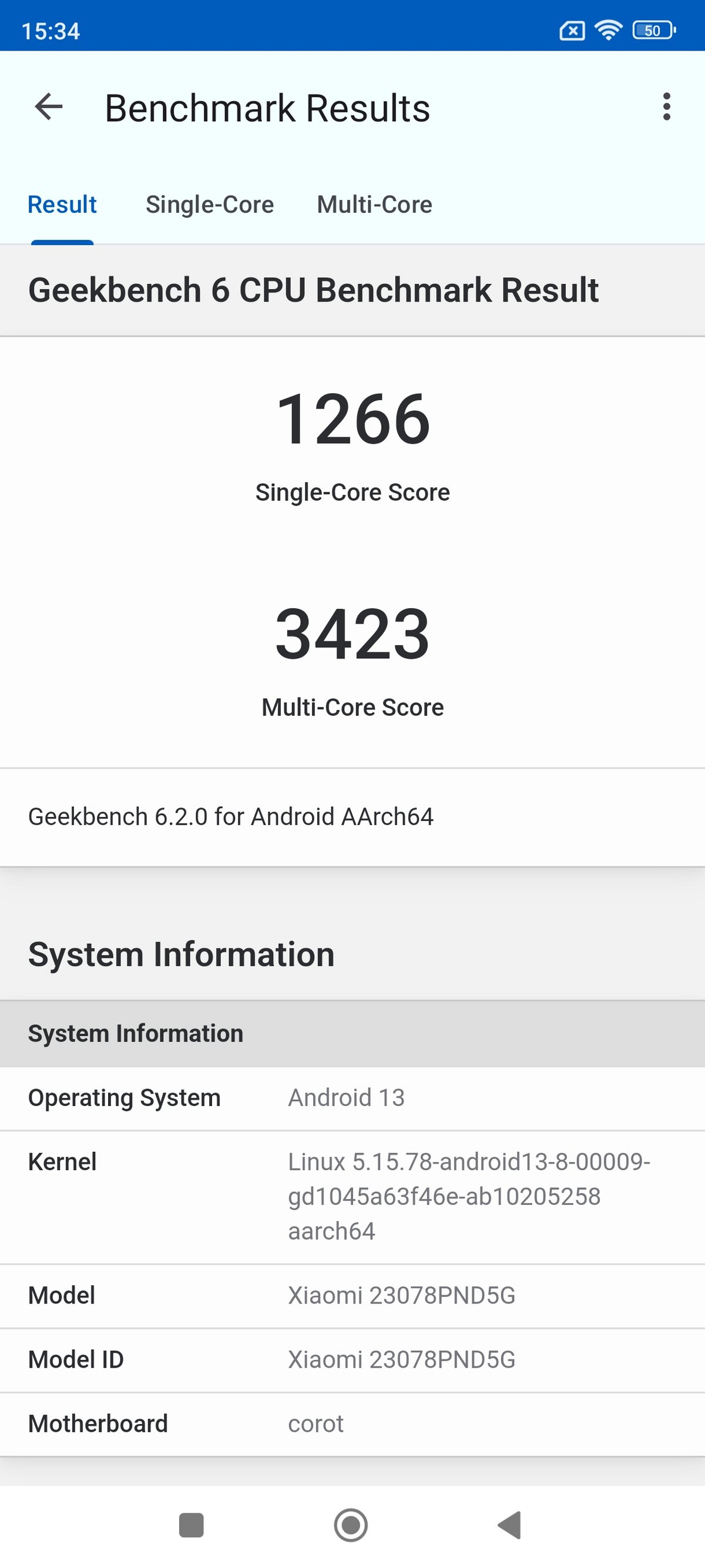 Geekbench Xiaomi 13T Pro