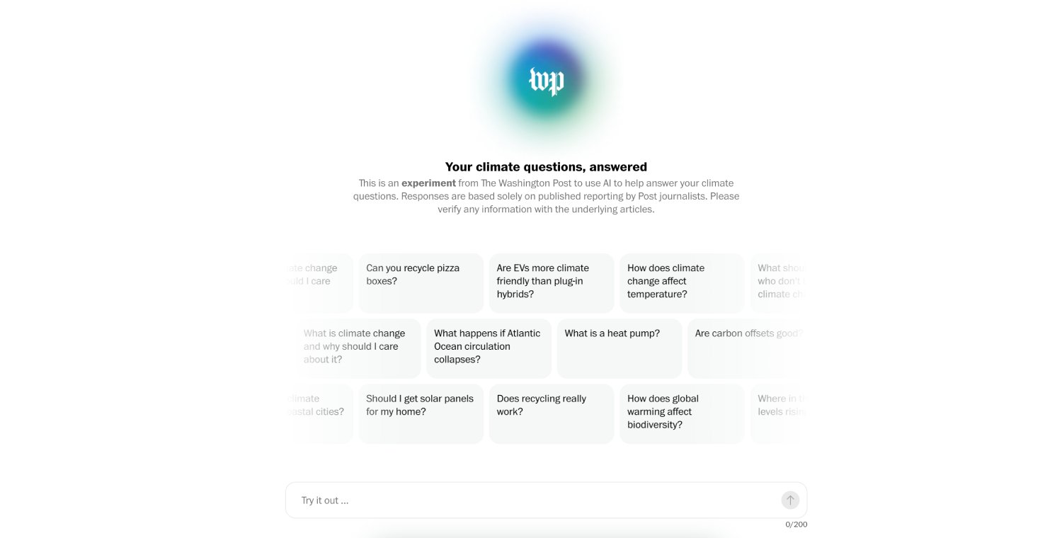 L'interface de Climate Answers. © Capture d'écran / Washington Post