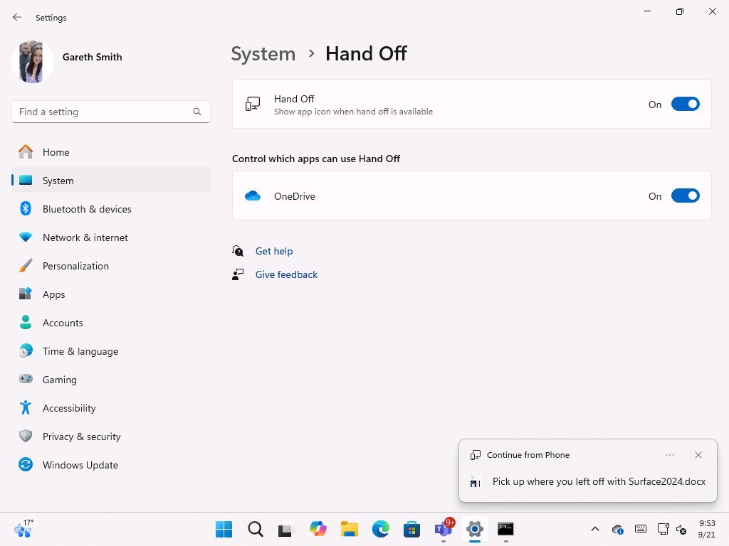 windows 11 hands off