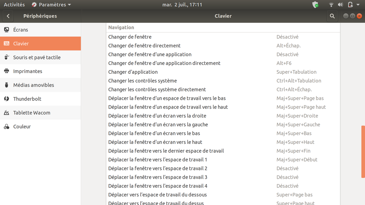 Raccourcis clavier Ubuntu 3