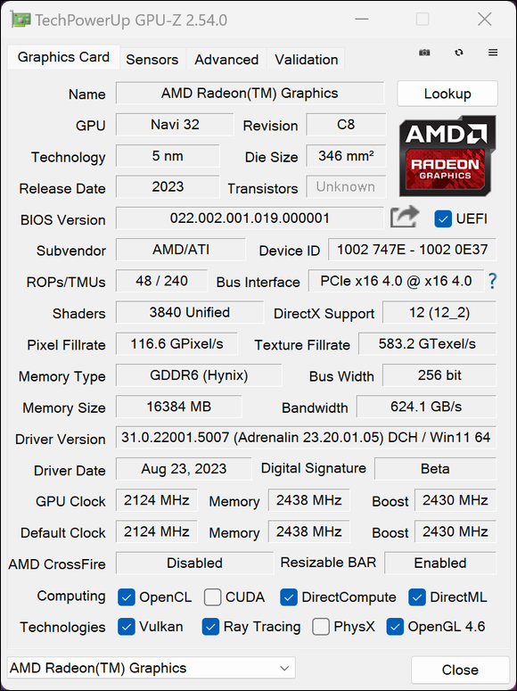 AMD Radeon RX 7800XT