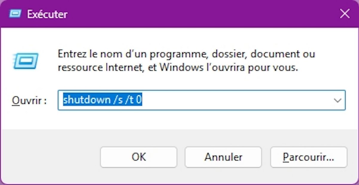 La commande pour éteindre votre PC © Clubic