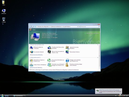 L'interface de Windows Vista. ©Clubic
