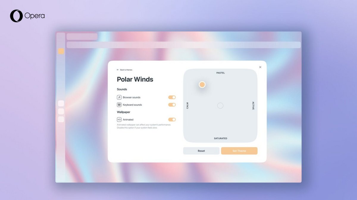 Découvrez les thèmes dynamiques d'Opera One R2 © Opera