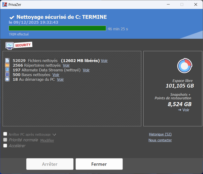 PrivaZer - Le bilan du nettoyage. © Clubic