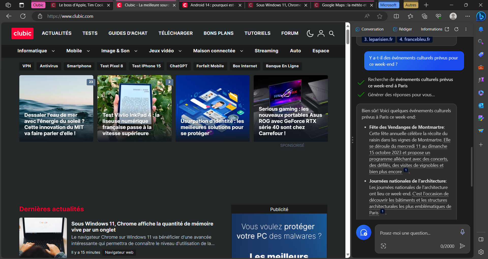 Exemple d'utilisation de Copilot © Clubic