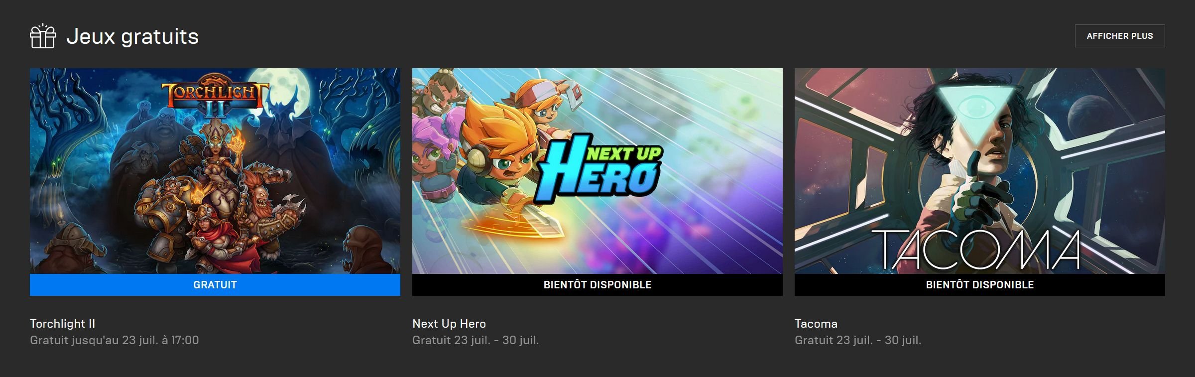 Jeux gratuits sur l'Epic Games Store