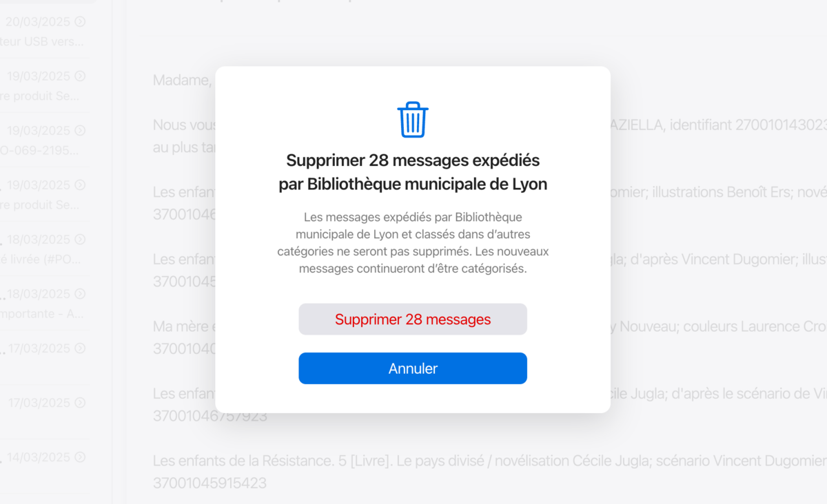 iCloud Mail - la suppression des messages