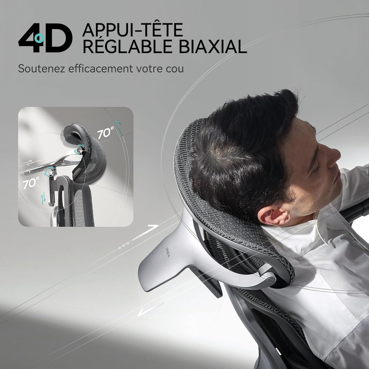L'appui-tête épouse parfaitement  la forme de nos cervicales. ©Hbada
