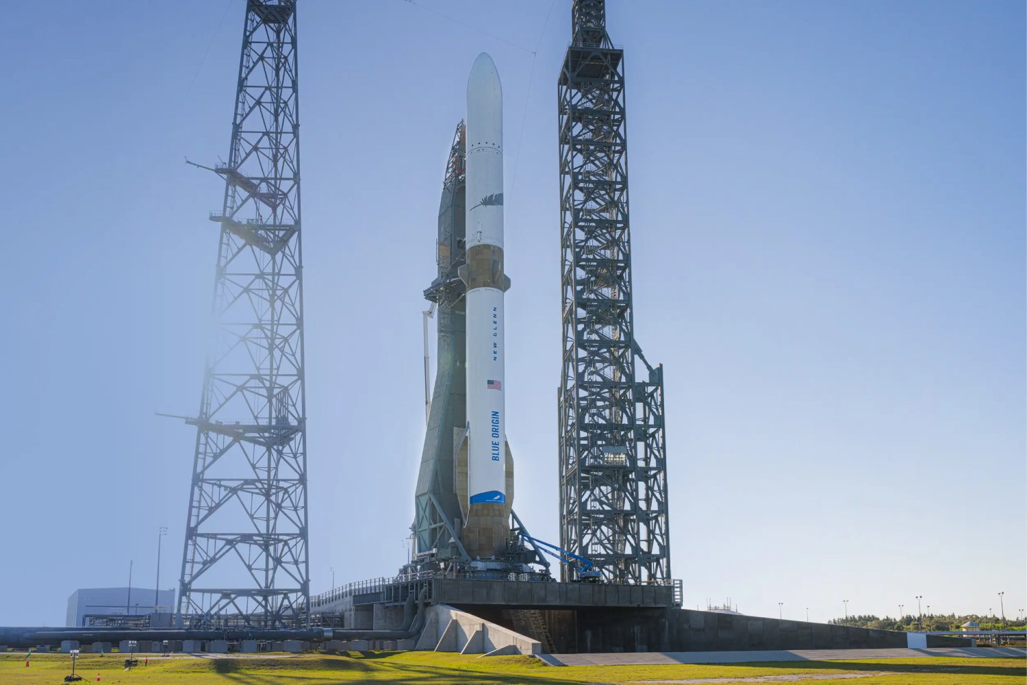 La fusée New Glenn sur son pas de tir. ©Blue Origin