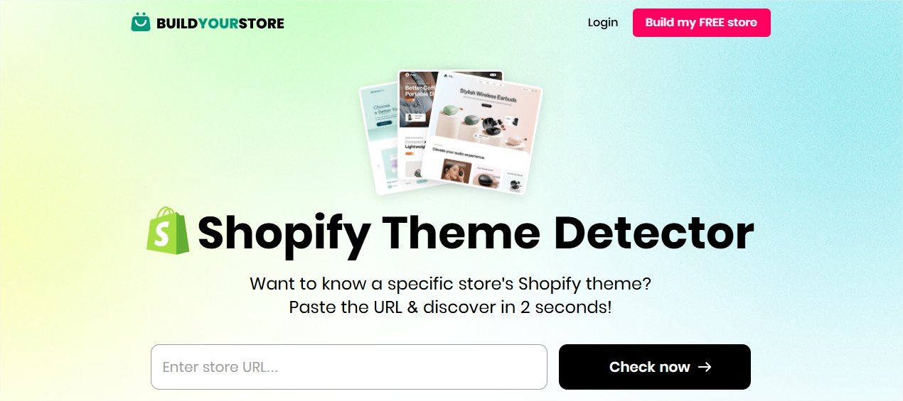 L’outil Shopify Theme Detector identifie rapidement le thème utilisé par une boutique Shopify à partir de son URL afin de faciliter l’analyse concurrentielle. © BuildYourStore