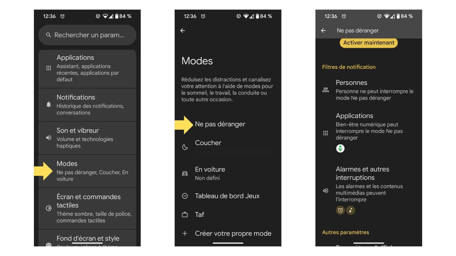 Configurez des filtres au sein du mode « Ne pas déranger ». ©Mia Ogouchi pour Clubic