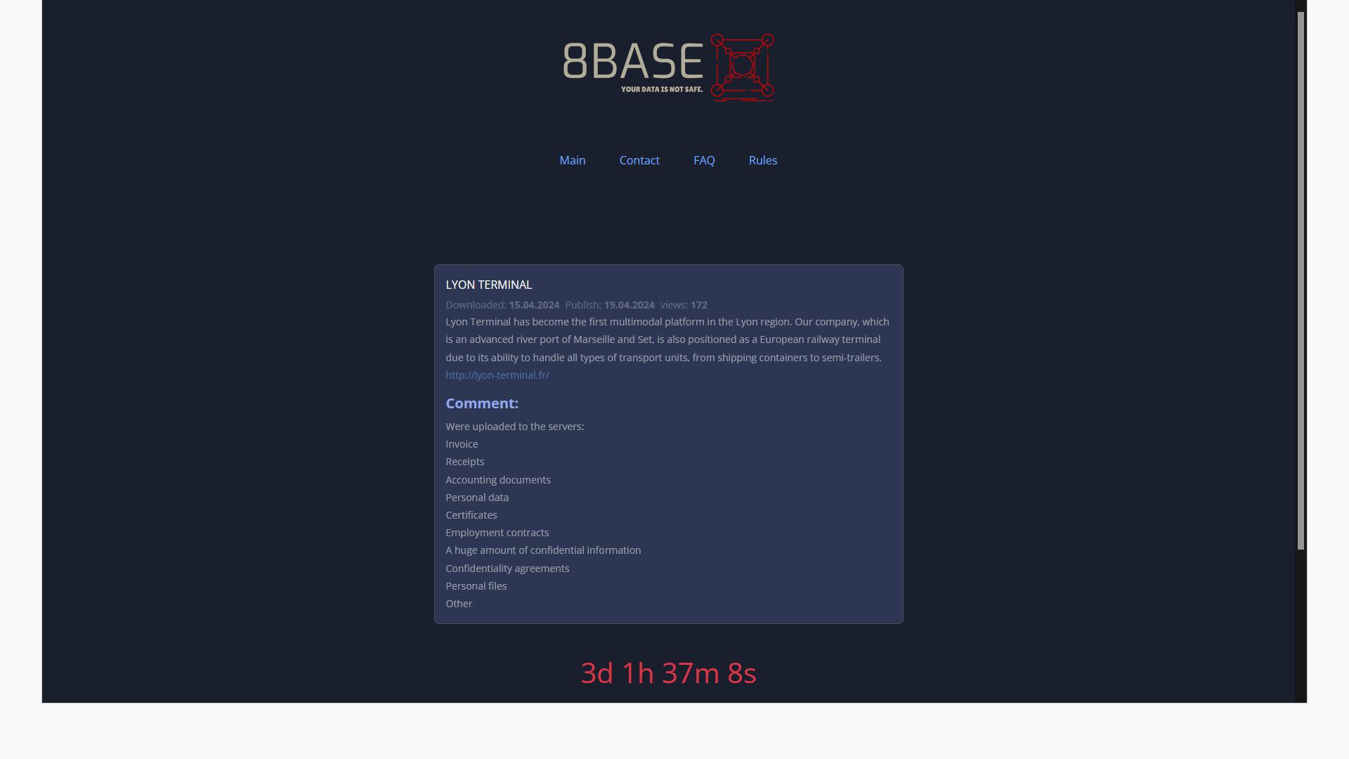 Capture d'écran de la page du groupe 8base, et du dossier constitué sur Lyon Terminal © Clubic