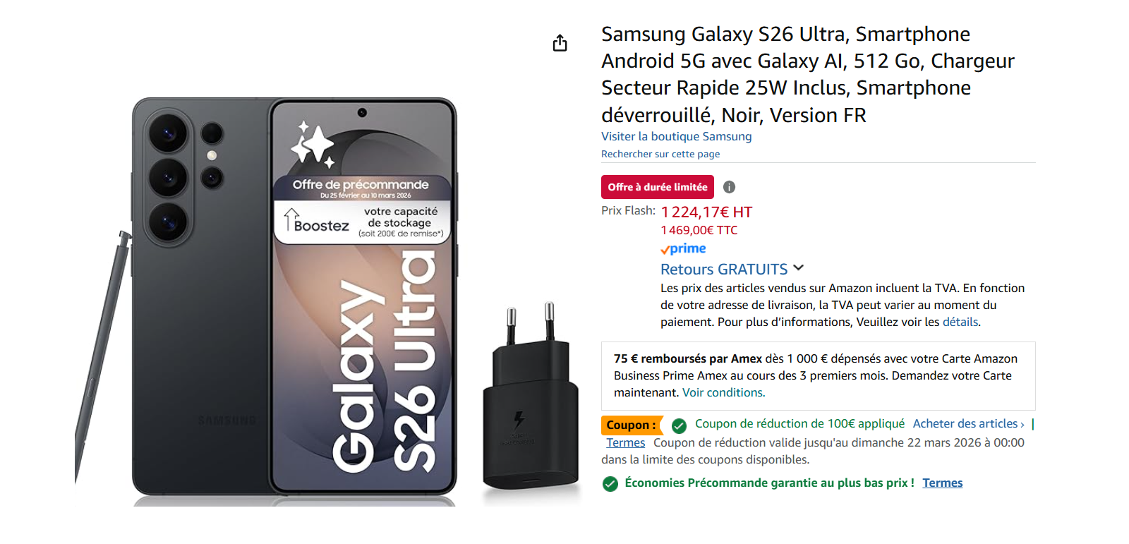 N'oubliez pas de cocher la case coupon pour profiter de 100 € de réduction !