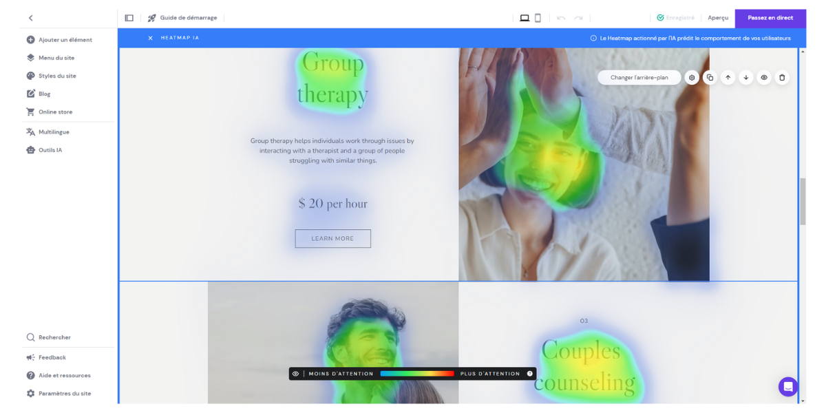 Créateur de sites web Hostinger - Solution de Heatmap