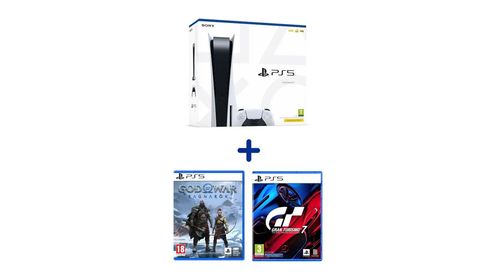 La PlayStation 5 avec God of War Ragnarök et Gran Turismo 7