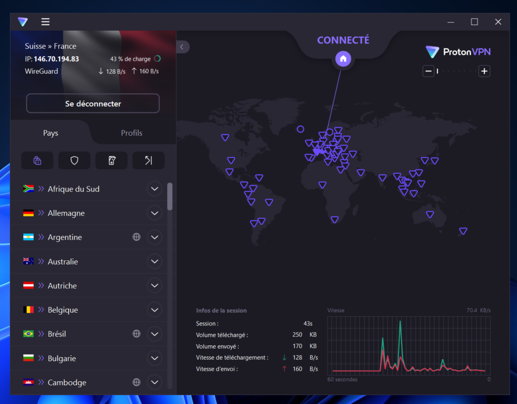 Proton VPN - Une interface esthétique et une vraie version gratuite