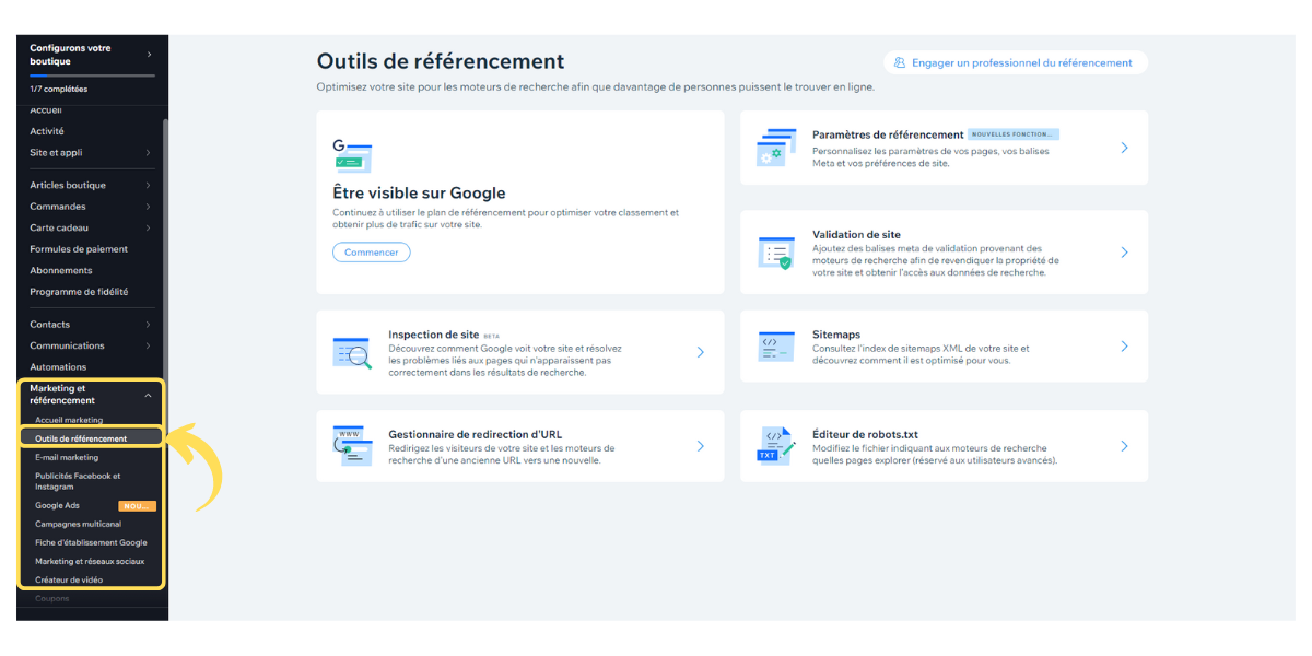 Wix - Optimiser le SEO de son e-commerce