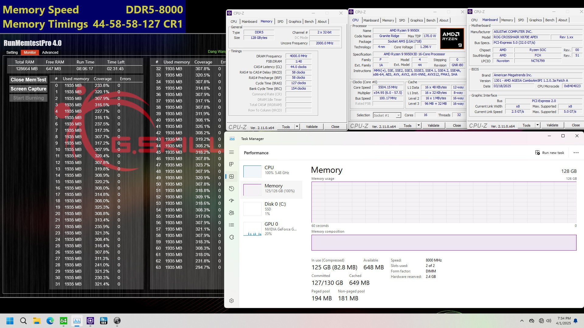 2x 64 Go testés sur une plateforme AM5 © G.Skill