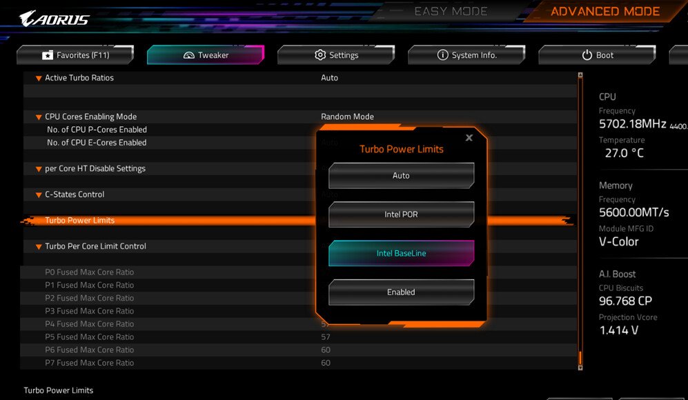 Intel Baseline Profile : une option à activer dans le BIOS © Gigabyte