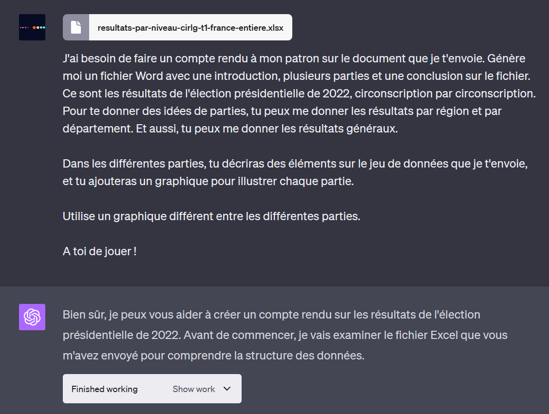 ChatGPT Code Interpreter création Word