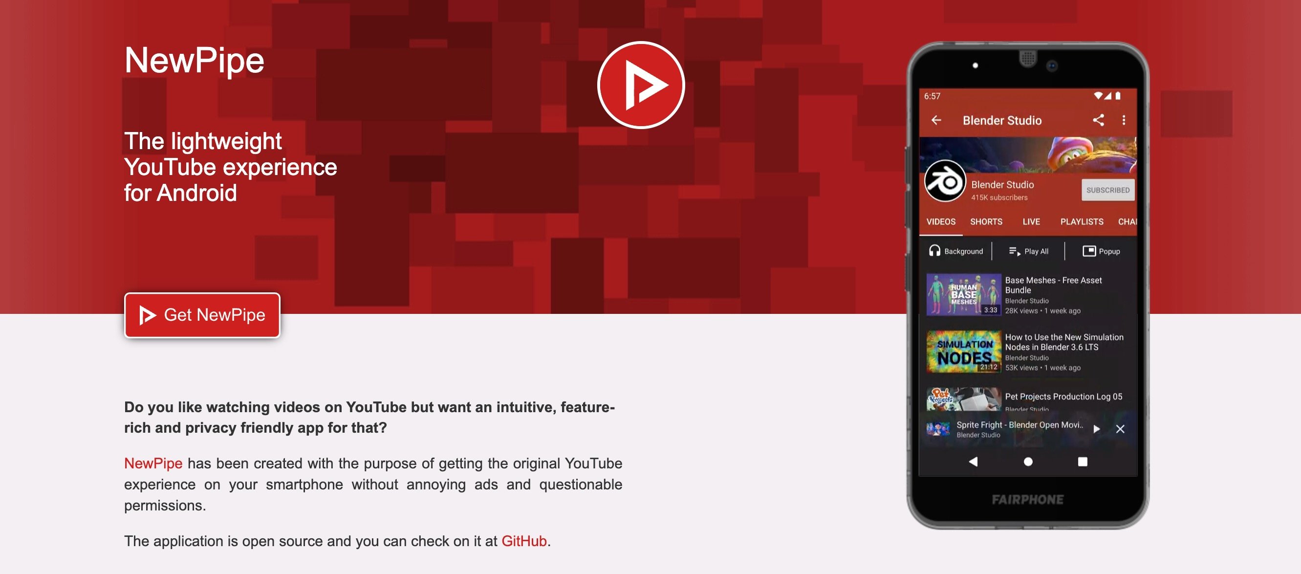 Le client NewPipe permet de dire adieu aux pubs YouTube. ©NewPipe