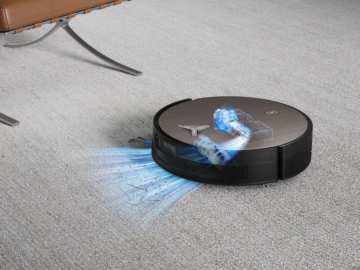 Une aspiration puissante, et notamment sur les tapis ©Ecovacs
