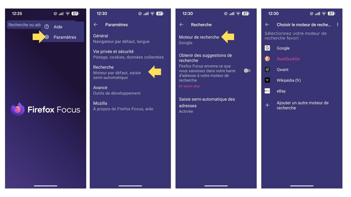 Sélectionnez votre moteur de recherche. ©Mozilla