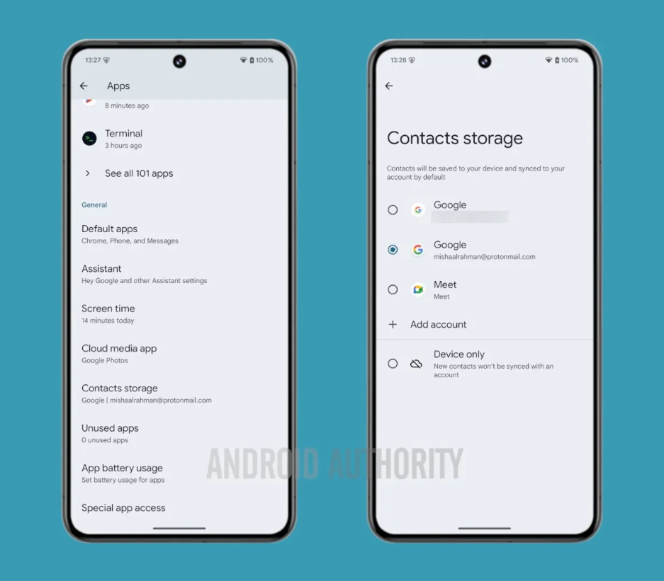 La fonctionnalité Sauvegarde des contacts d'Android 15 en image © Android Authority