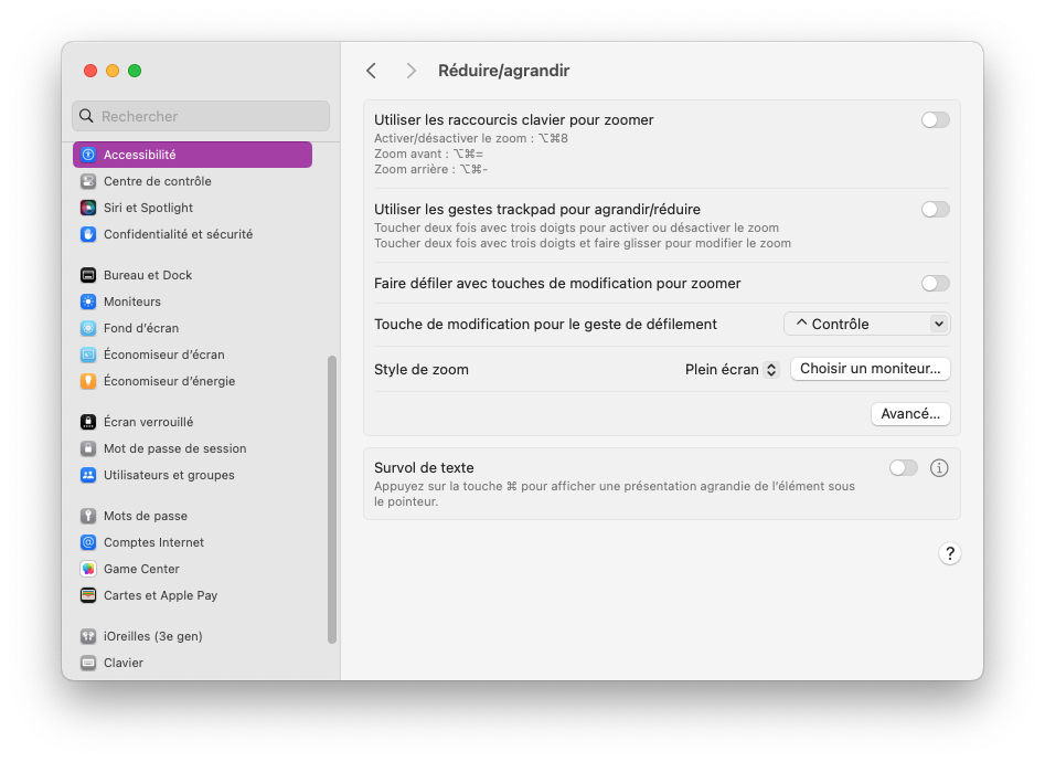 Réglages des raccourcis clavier Mac pour l'Accessibilité © Clubic