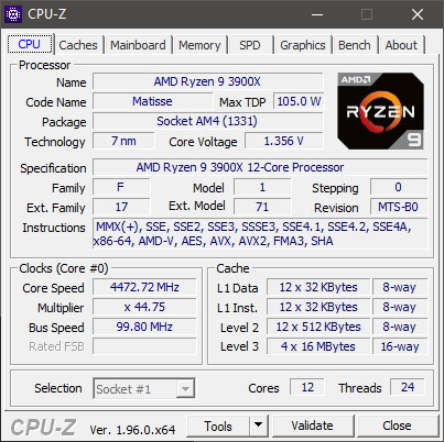 Un overclocking somme toute « classique » de notre Ryzen 9 3900X © Nerces