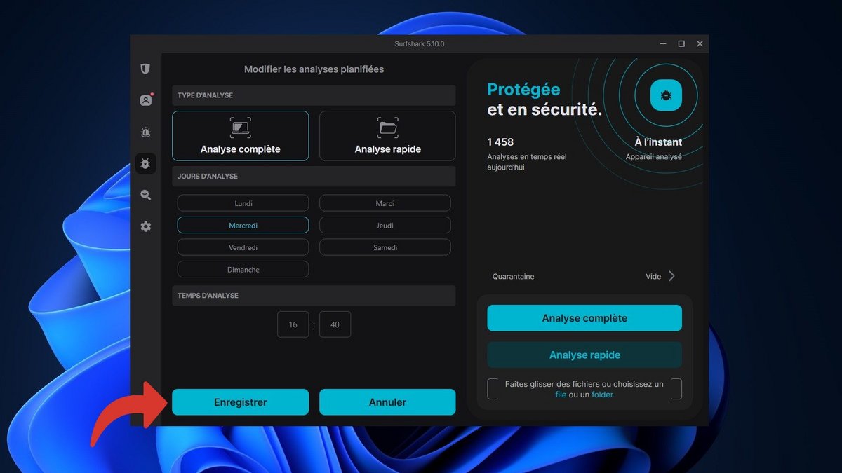 Surfshark Antivirus - Réglez les jours et l'heure de vos analyses complètes © Clubic