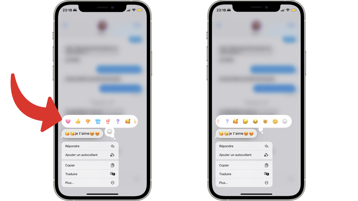 Choisir une réaction personnalisée (emoji ou non) dans Messages avec iOS 18 © Clubic