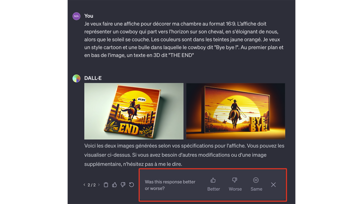 Feedback DALL·E 3 © Pascale Duc pour Clubic
