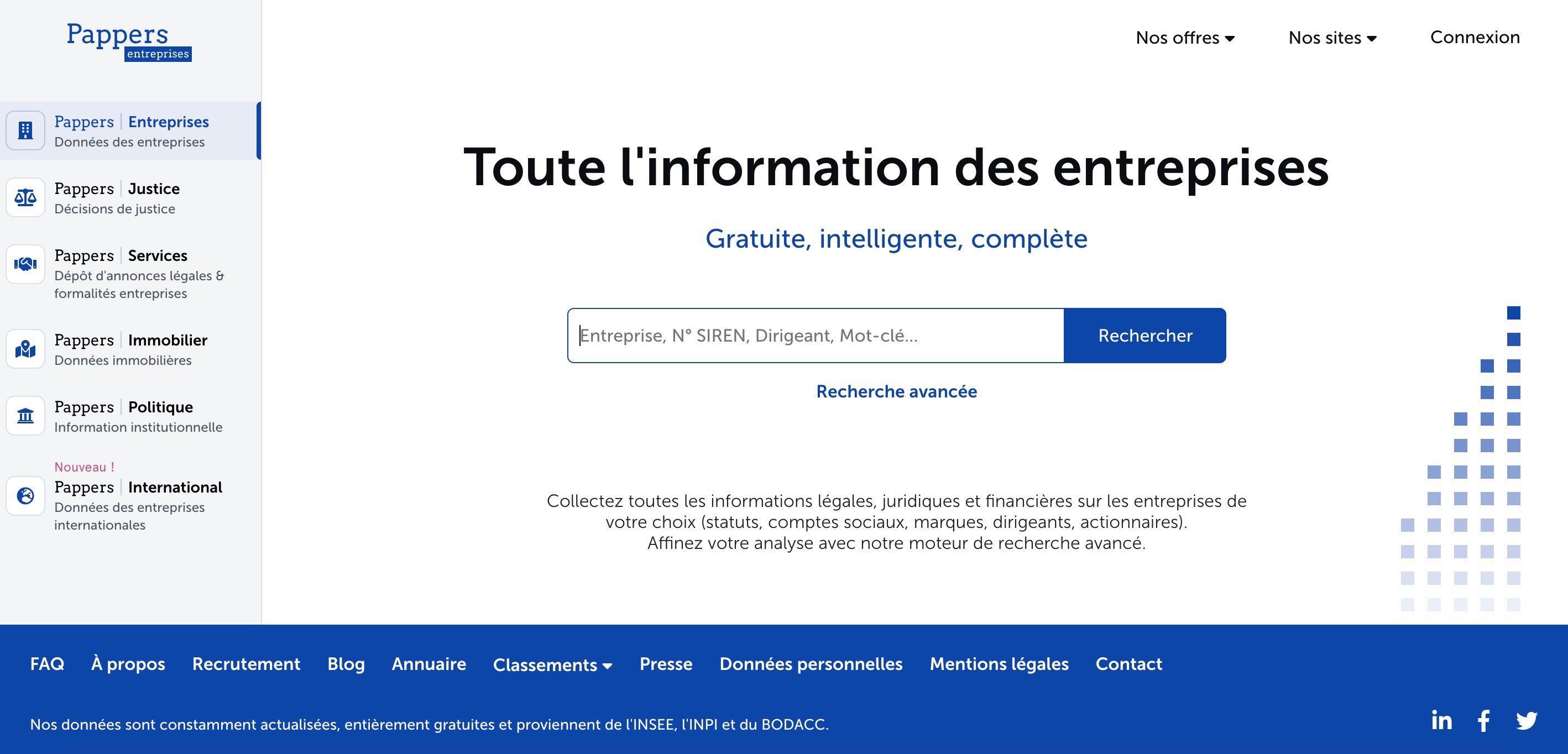 Une nouvelle fonctionnalité pour le site Pappers. ©Pappers