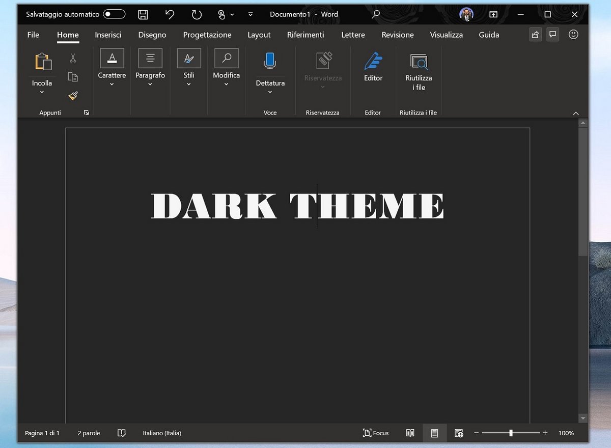 Microsoft Word - Dark theme