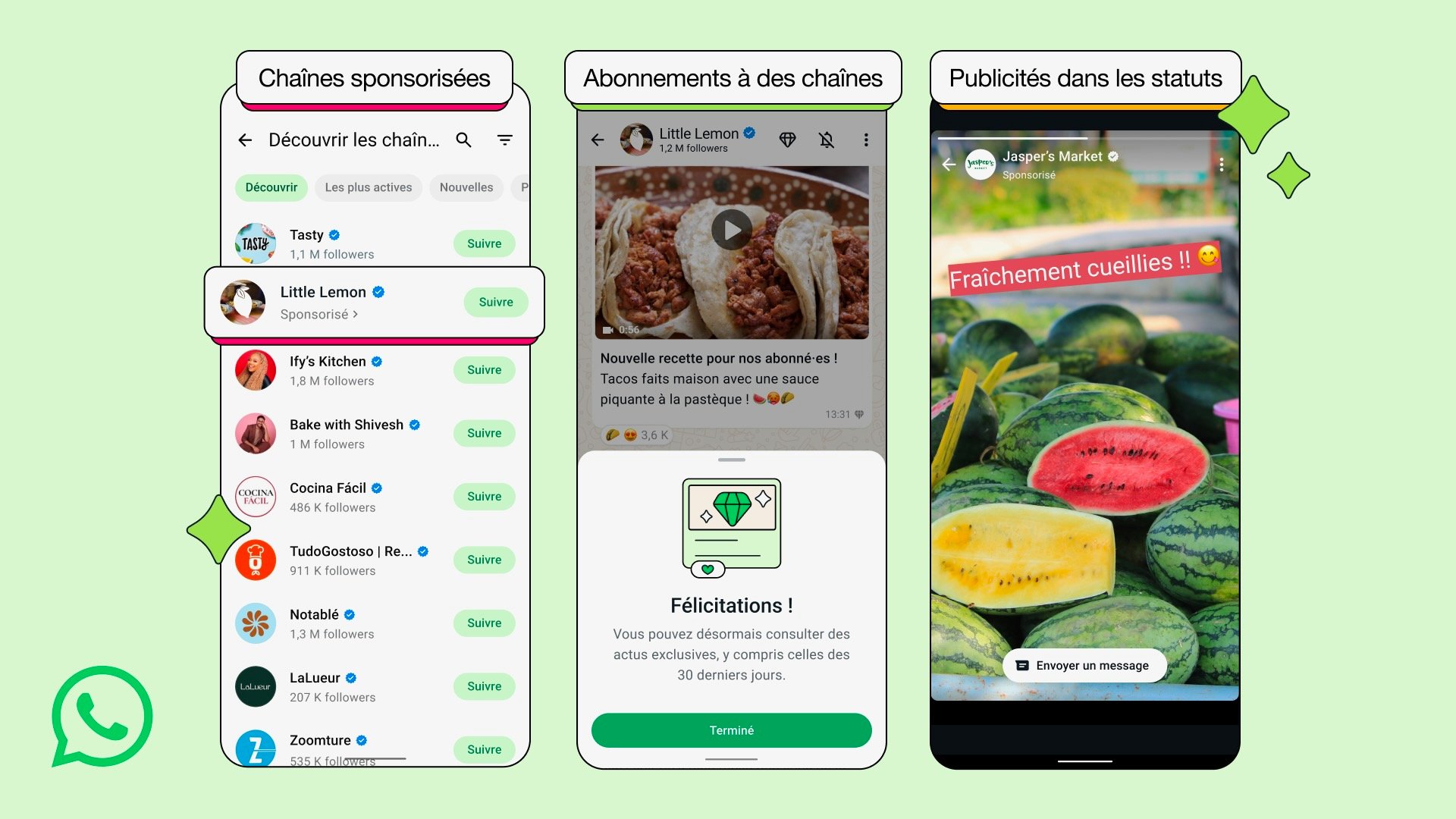 En France, WhatsApp n'aura pas de pub avant 2026 ©WhatsApp