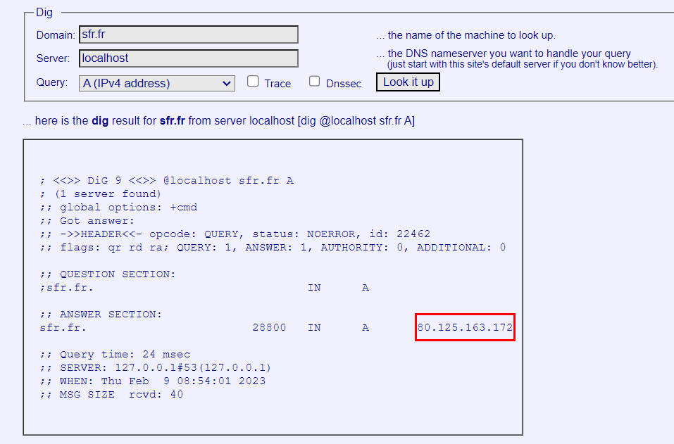 L'adresse IP de SFR