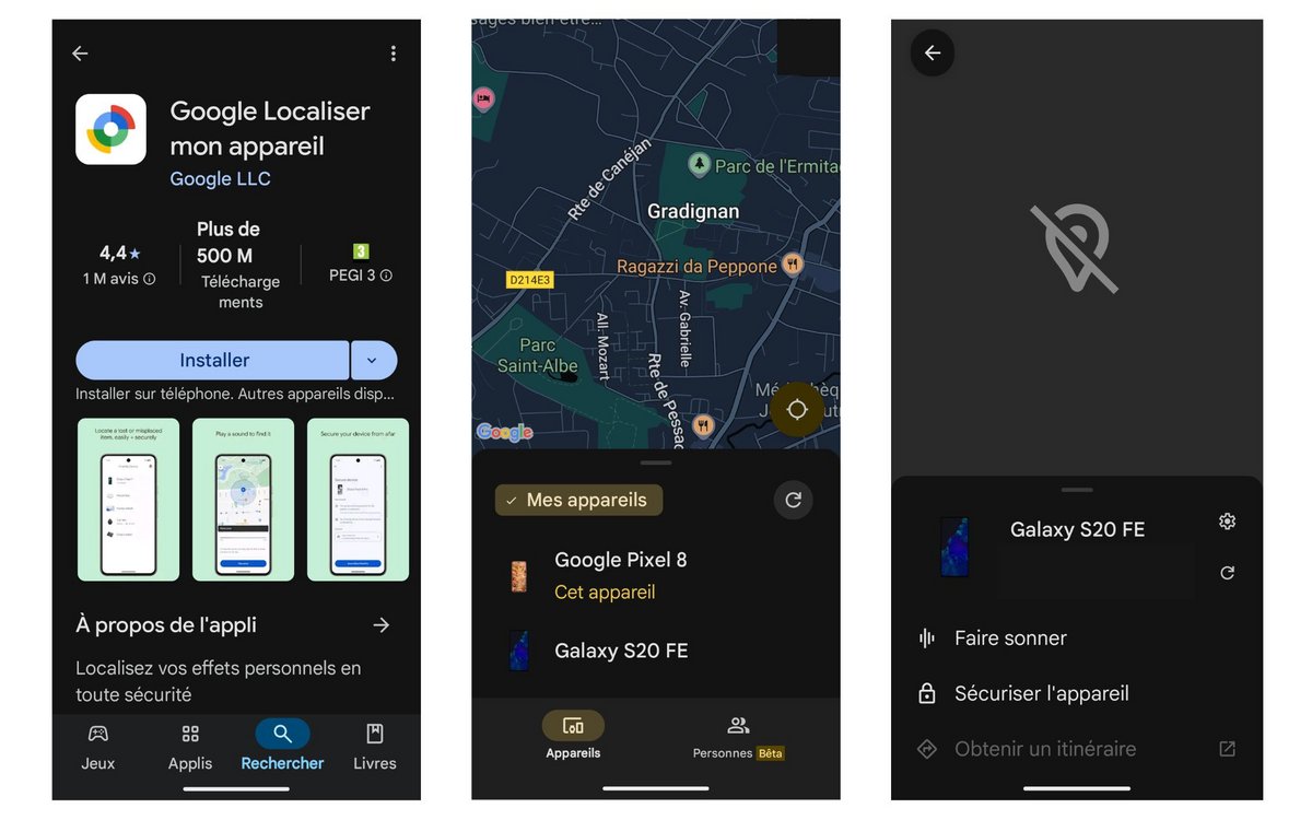 Une nouvelle interface pour le service Localiser mon appareil © Google