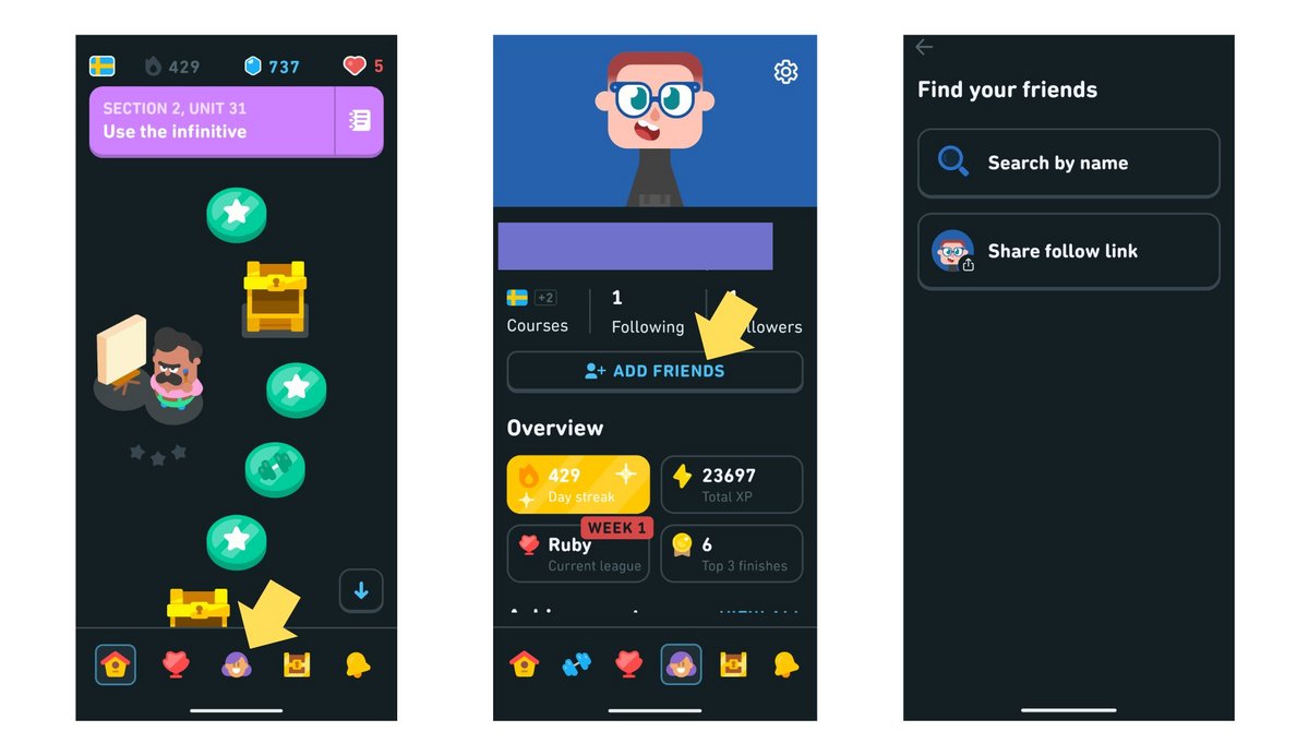 Ajoutez des amis © Duolingo