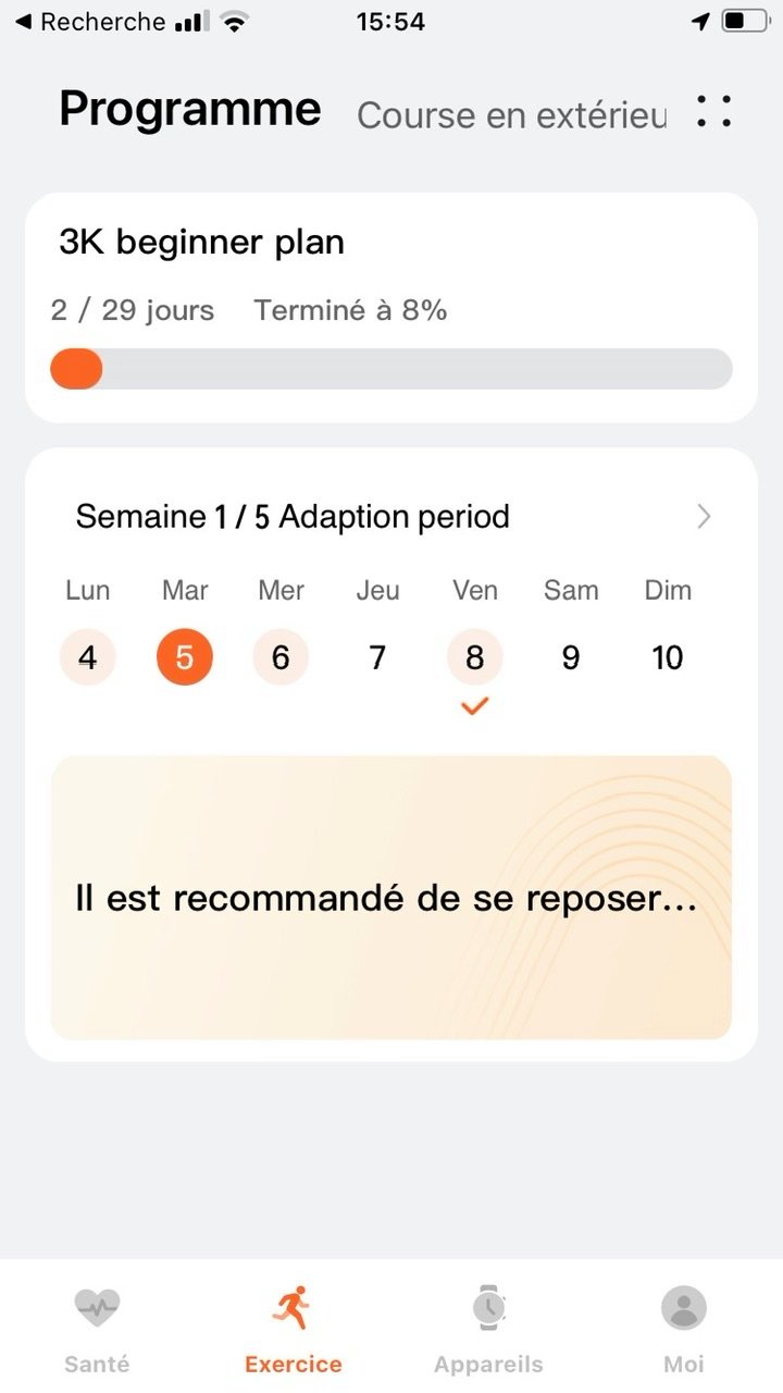 Huawei Santé - Menu programme IA