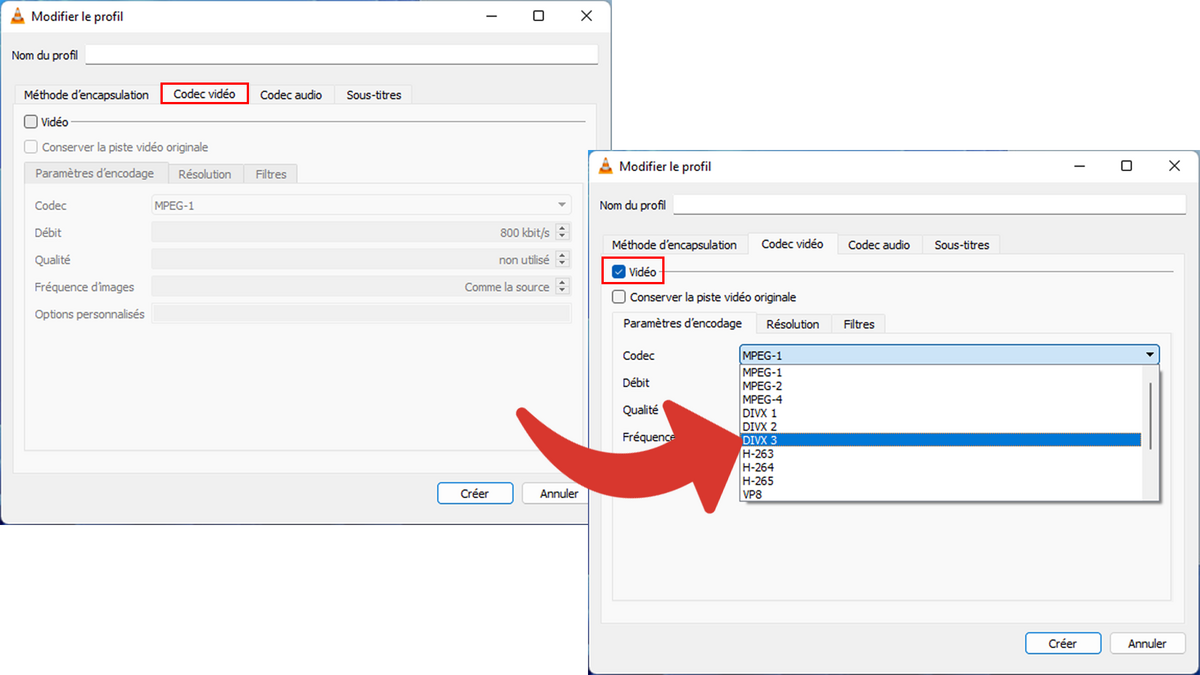 Choisir le code vidéo DIVX 3 © Clubic