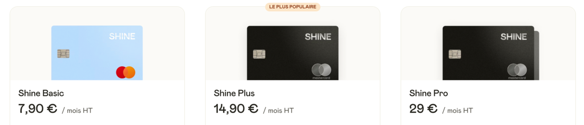 Shine - Les différentes cartes bancaires