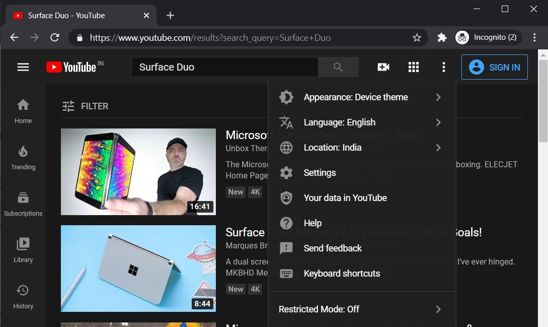 YouTube Dark Mode