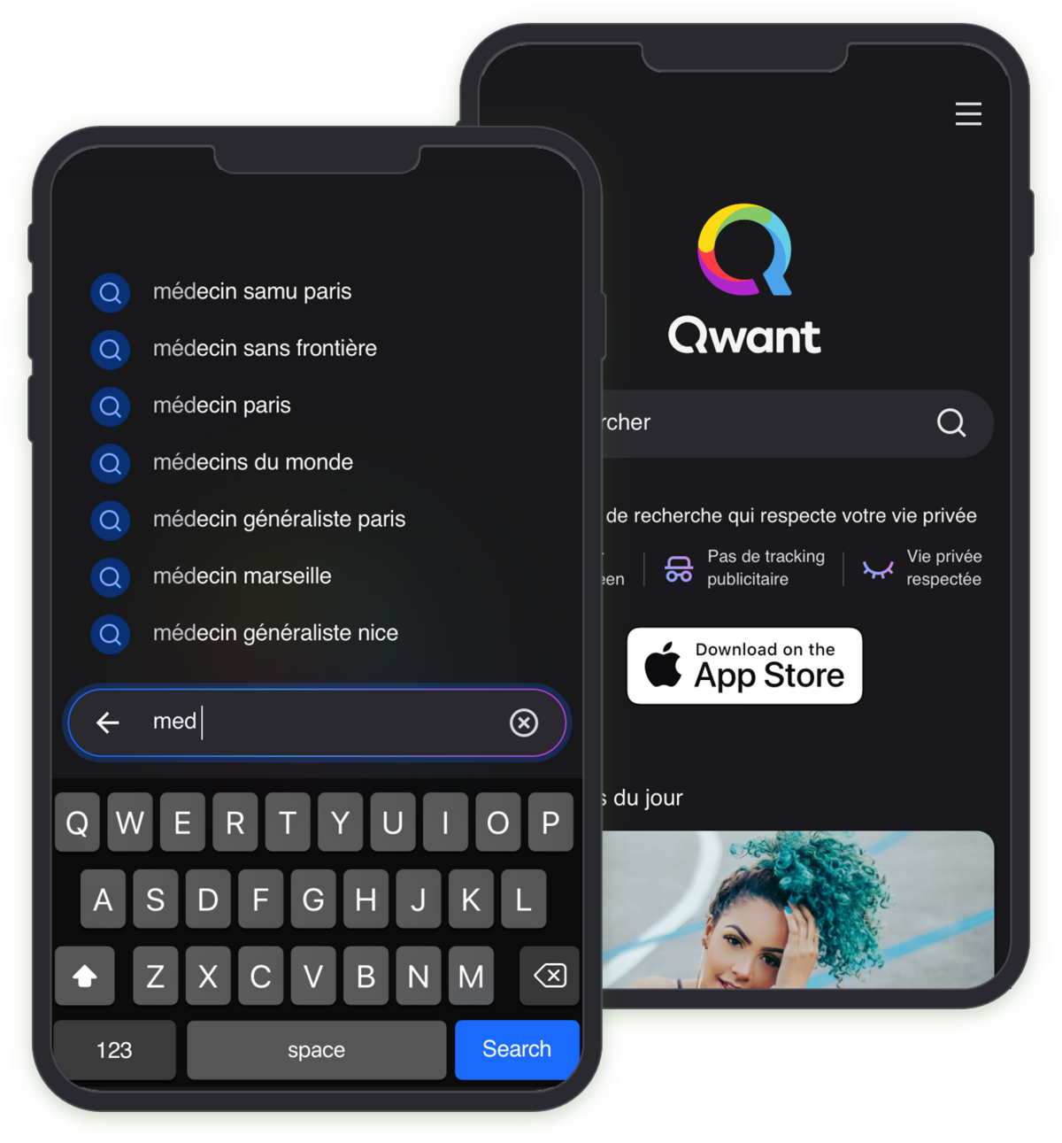 Qwant en mode sombre (© Qwant)