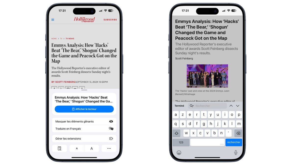 Le mode Lecteur de Safari sous iOS 18 © Clubic.com