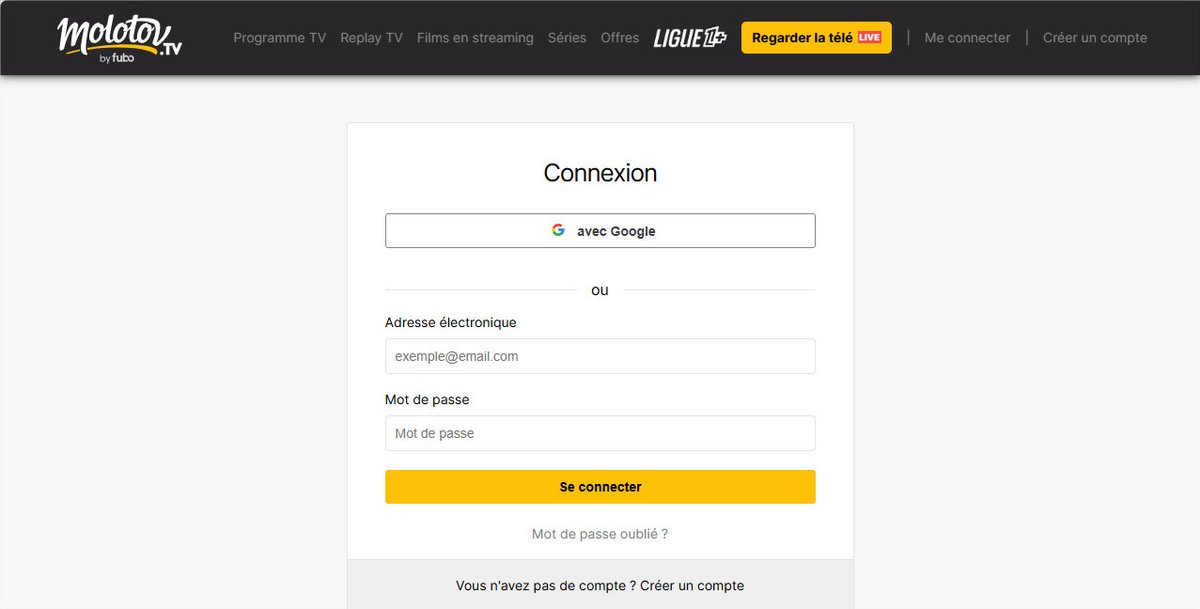 Vous pouvez accéder à l'écran de connexion Molotov depuis le plugin. - © MoloChrome