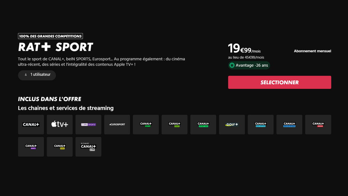 Tout le sport Canal+ avec la nouvelle offre Rat+.