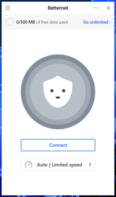 Betternet VPN Free : data et vitesse limitées