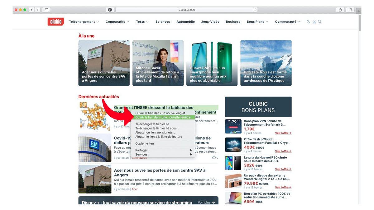 tuto safari ouvrir onglet nouvelle fenetre